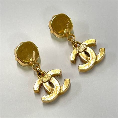 fake chanel drop earrings|faux chanel double c earrings.